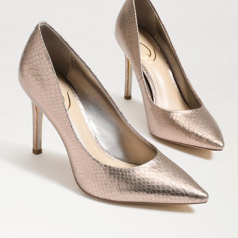 Sam Edelman Hazel Pointed Toe Heel-Pewter Boa Metallic