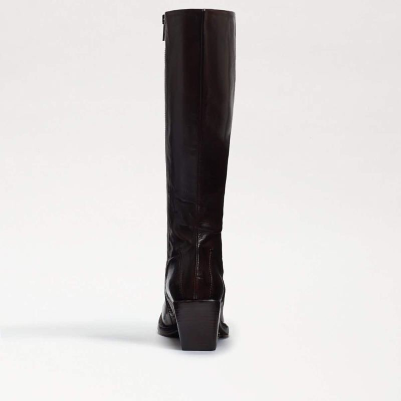 Sam Edelman Tamea Western Boot-Dark Brown Washed Leather