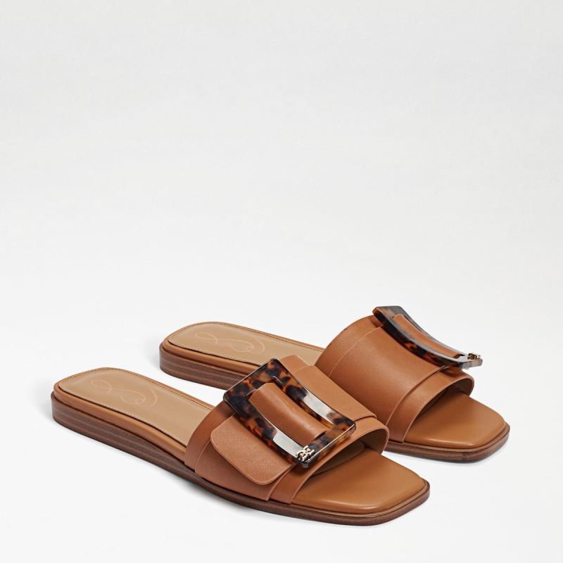 Sam Edelman Inez Slide Sandal-Lt Cuoio Brown Leather Sam Edelman Inez Slide Sandal-Lt Cuoio Brown Leather