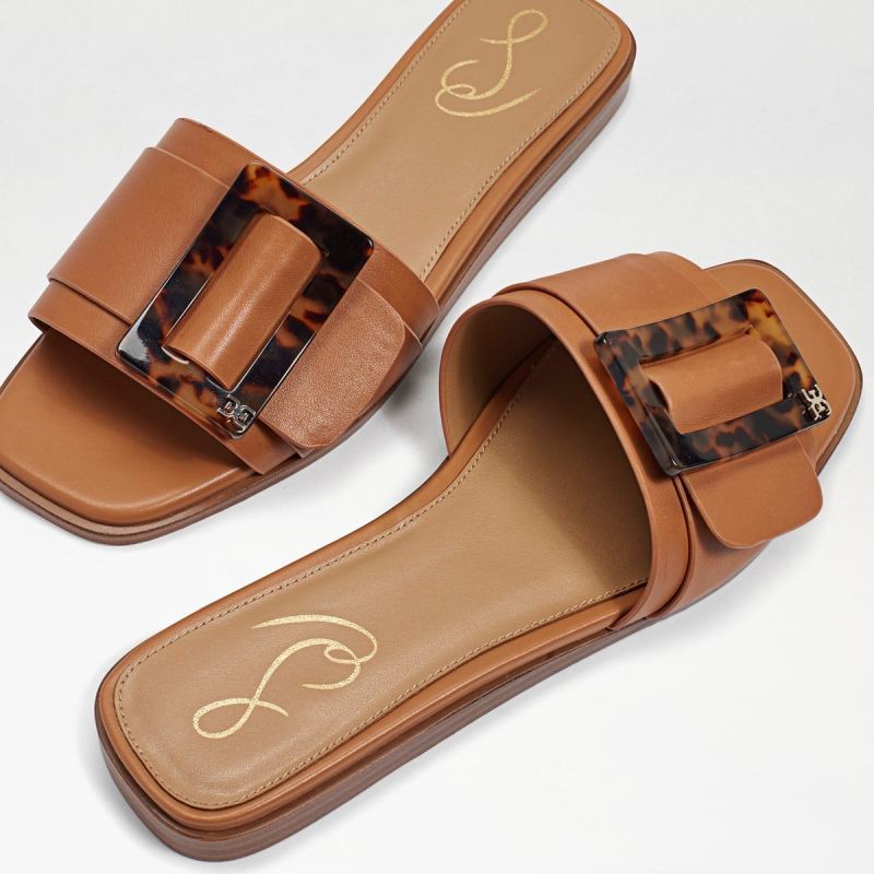Sam Edelman Inez Slide Sandal-Lt Cuoio Brown Leather
