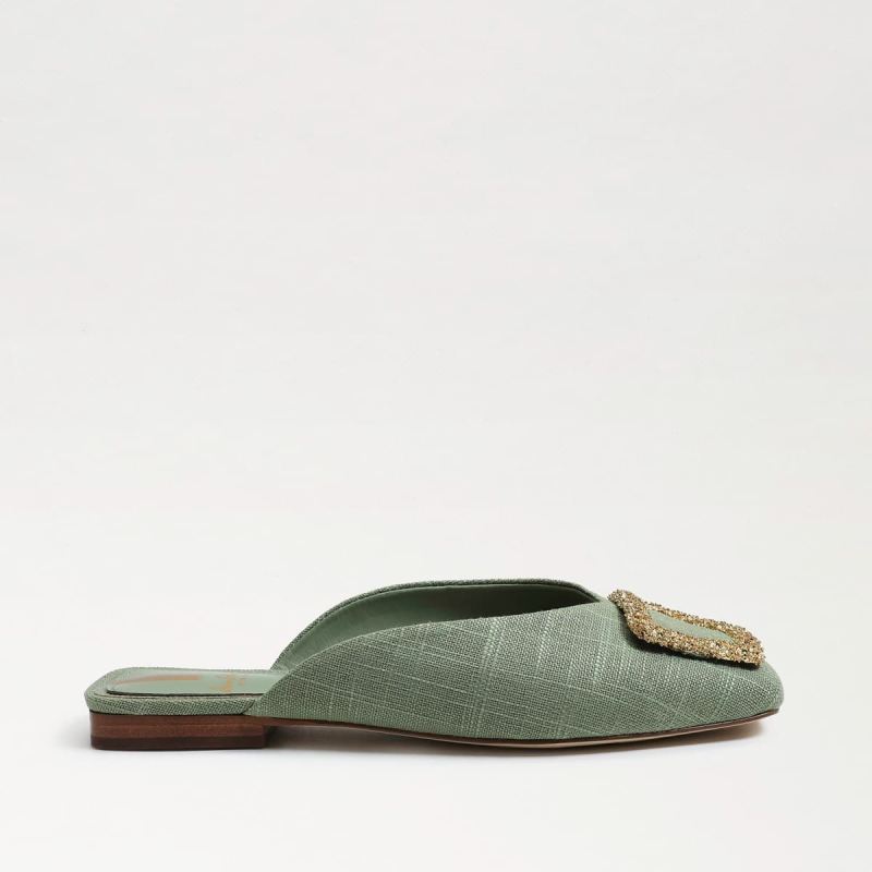 Sam Edelman Lavina Buckle Mule-Soft Jade Linen