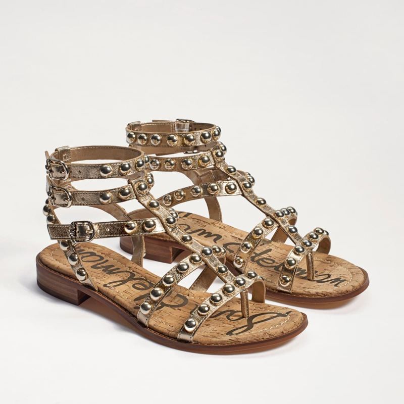 Sam Edelman Eavan Studded Gladiator Sandal-Molten Gold Leather