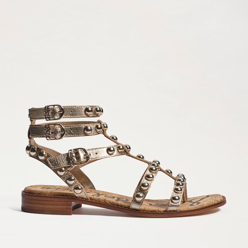 Sam Edelman Eavan Studded Gladiator Sandal-Molten Gold Leather