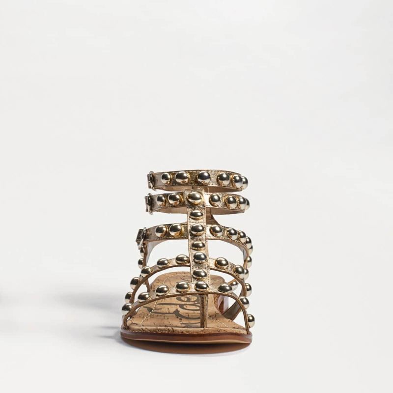 Sam Edelman Eavan Studded Gladiator Sandal-Molten Gold Leather