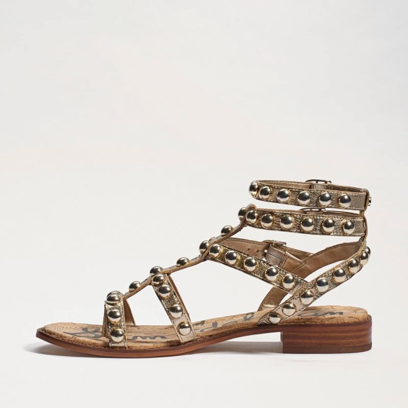 Sam Edelman Eavan Studded Gladiator Sandal-Molten Gold Leather