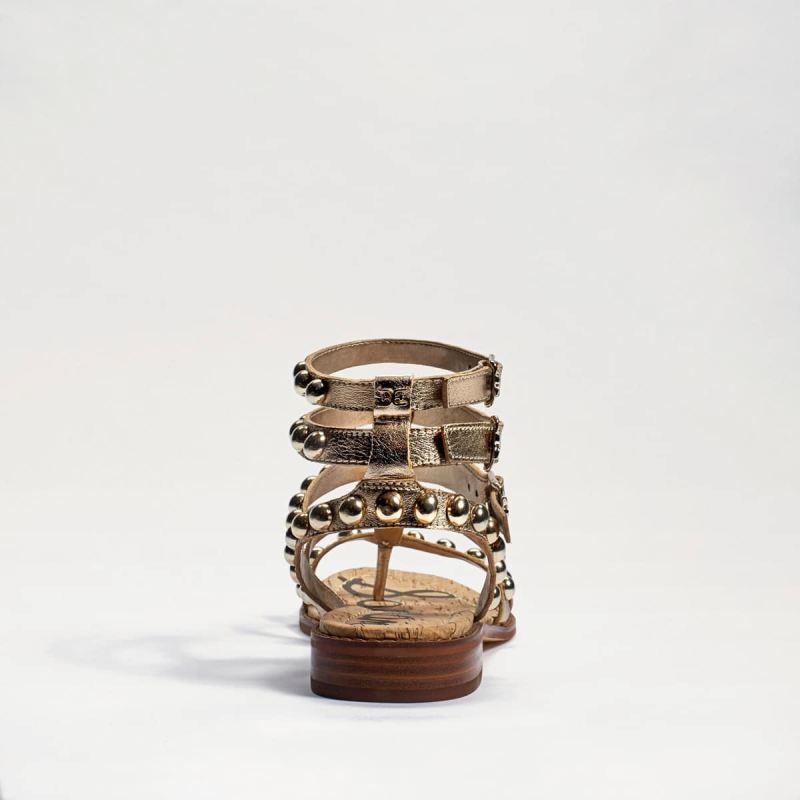 Sam Edelman Eavan Studded Gladiator Sandal-Molten Gold Leather