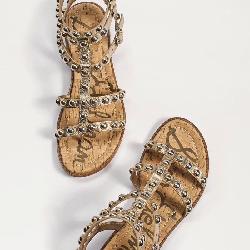 Sam Edelman Eavan Studded Gladiator Sandal-Molten Gold Leather