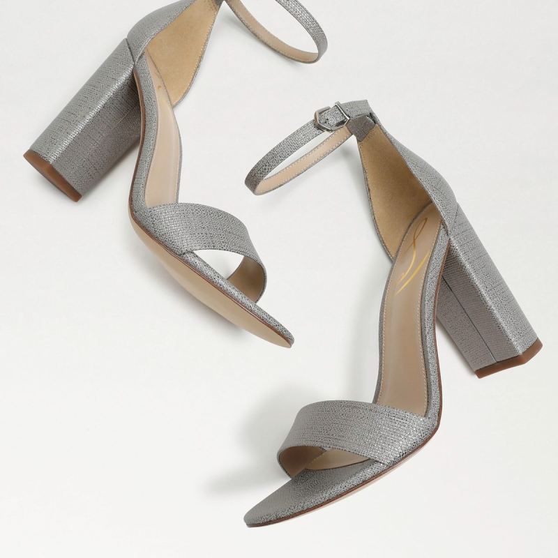 Sam Edelman Yaro Block Heel Sandal-Pewter Leather