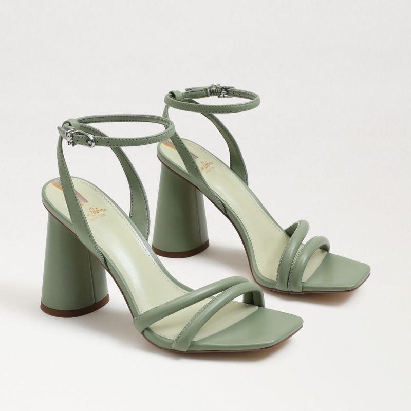 Sam Edelman Kia Block Heel Sandal-Soft Jade Leather - Click Image to Close