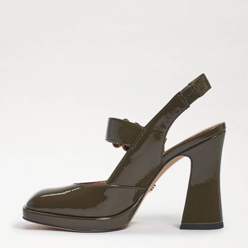 Sam Edelman Jildie Mary Jane Sling Back Heel-Alpine Green Patent