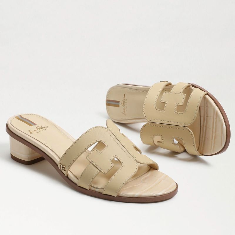 Sam Edelman Illie Block Heel Slide Sandal-Eggshell Leather