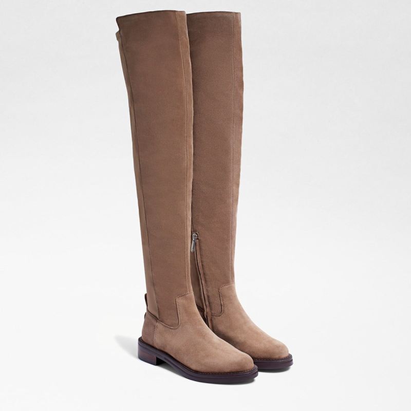 Sam Edelman Narisa Over The Knee Boot-Dark Taupe Suede - Click Image to Close