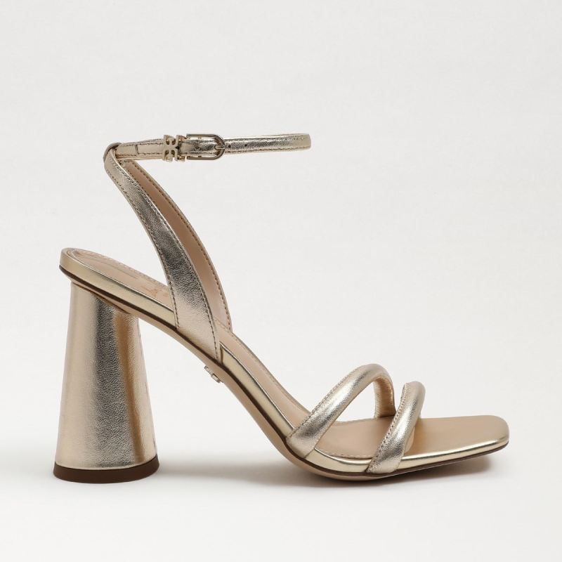 Sam Edelman Kia Block Heel Sandal-Gold Leaf Leather