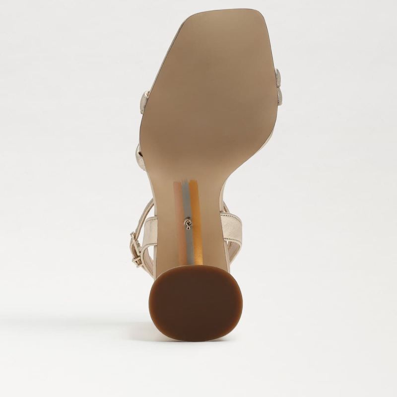 Sam Edelman Kia Block Heel Sandal-Gold Leaf Leather