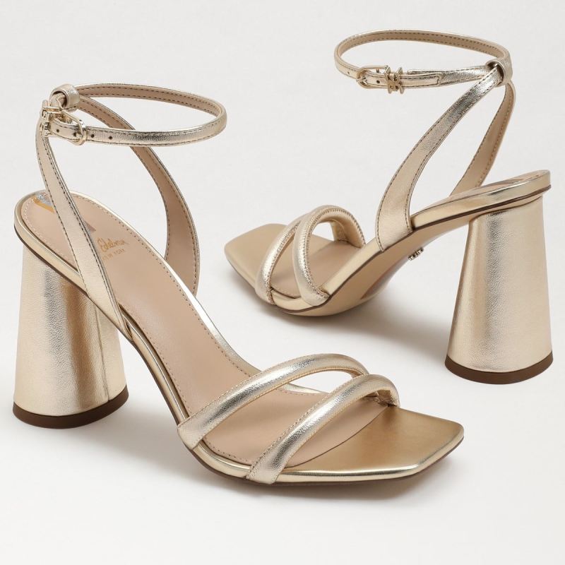 Sam Edelman Kia Block Heel Sandal-Gold Leaf Leather