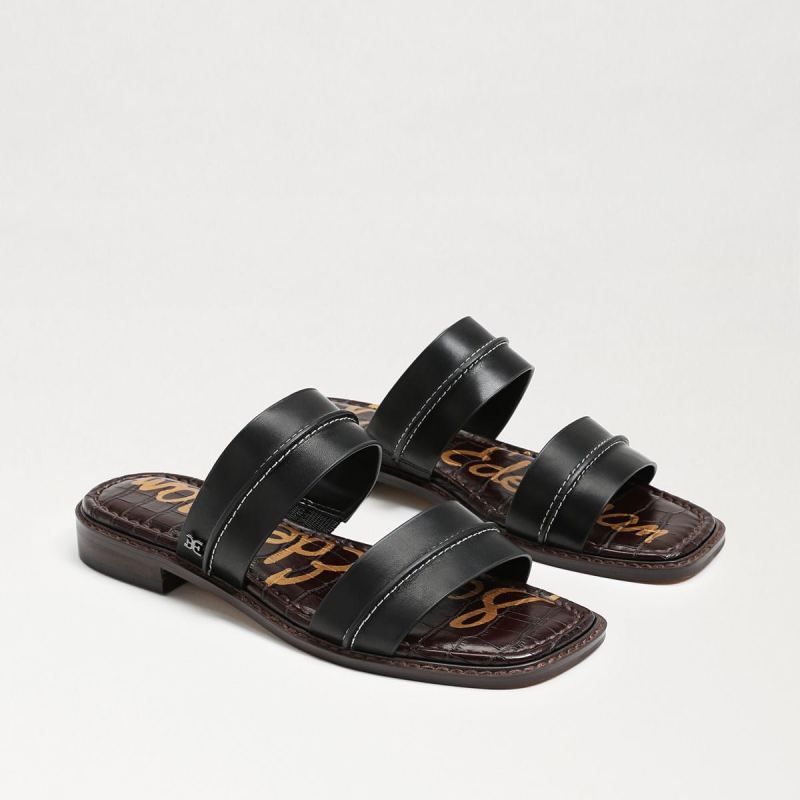 Sam Edelman Haydee Stitch Slide Sandal-Black Leather