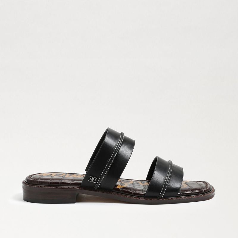 Sam Edelman Haydee Stitch Slide Sandal-Black Leather
