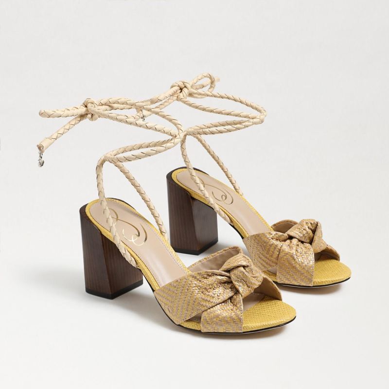 Sam Edelman Bodhi Block Heel Sandal-Natural/ Desert Sun Raffia - Click Image to Close