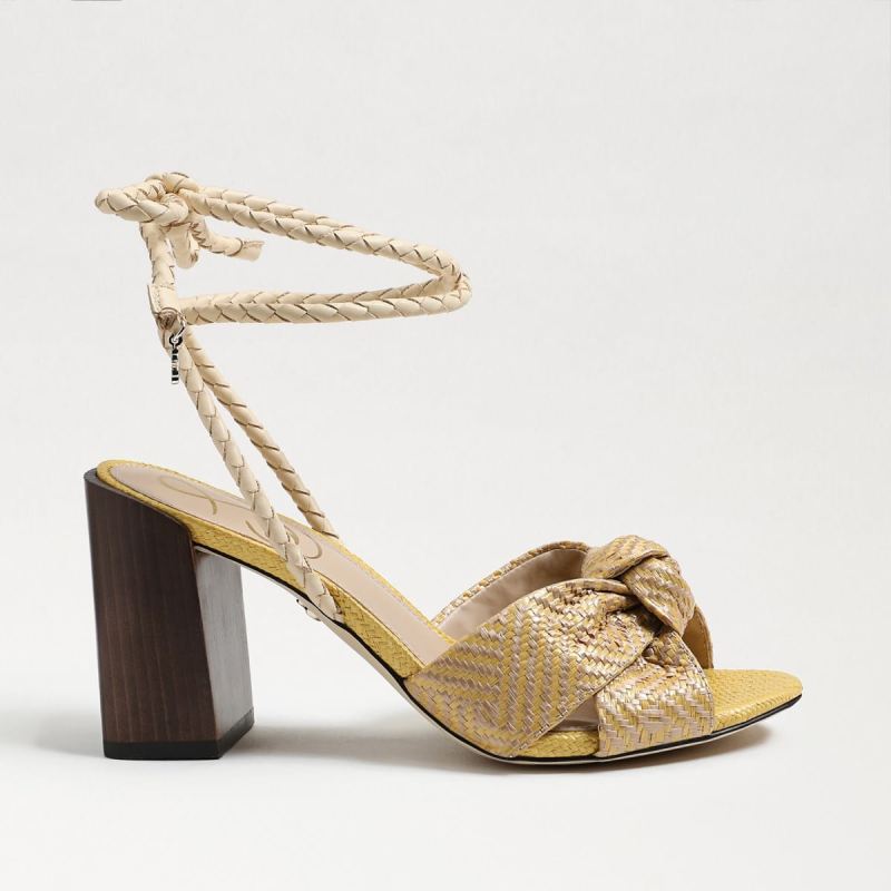 Sam Edelman Bodhi Block Heel Sandal-Natural/ Desert Sun Raffia