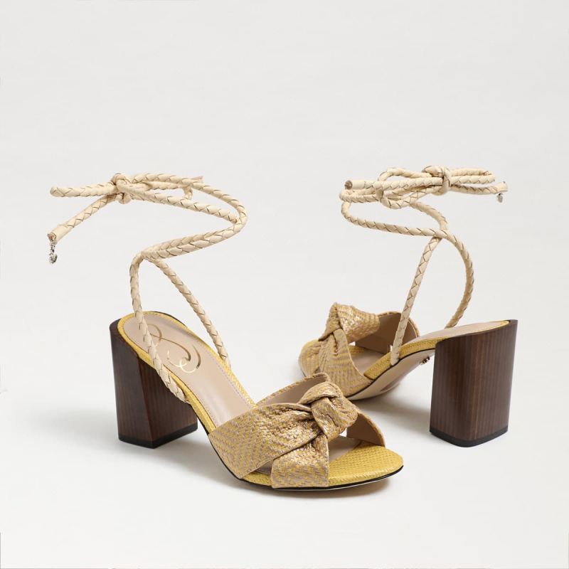 Sam Edelman Bodhi Block Heel Sandal-Natural/ Desert Sun Raffia