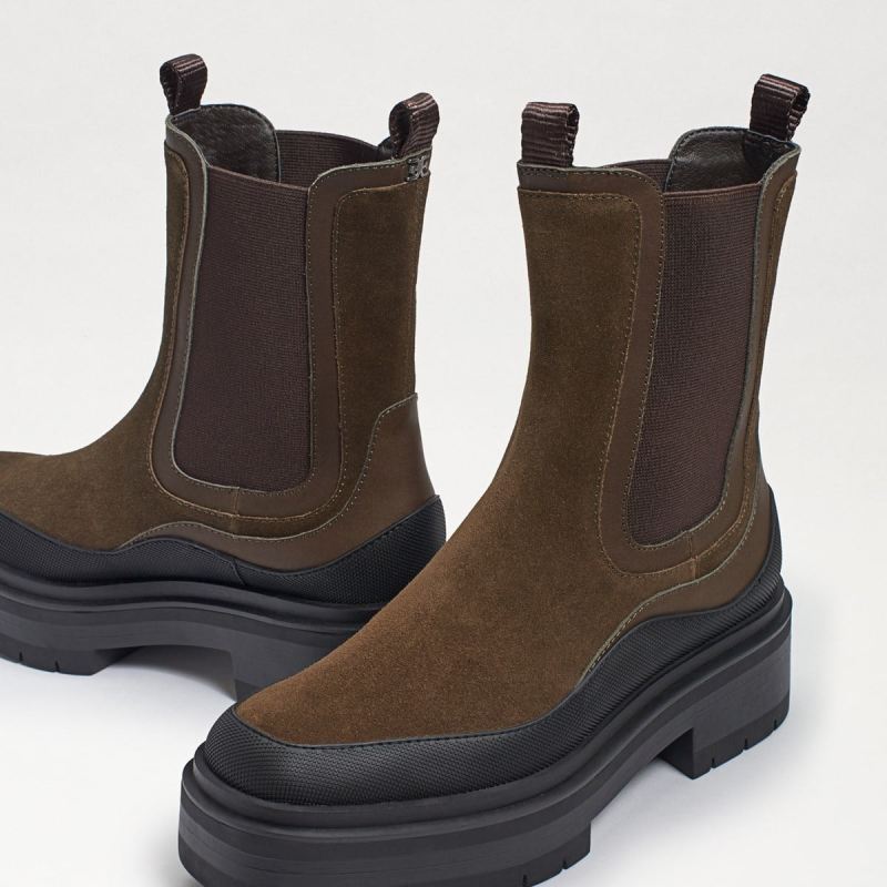 Sam Edelman Lulia Lug Sole Boot-Alpine Green Suede