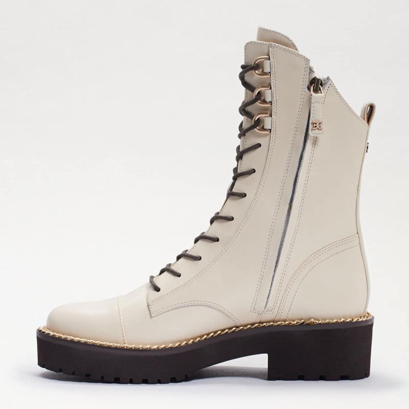 Sam Edelman Lenley Combat Boot-Modern Ivory Leather