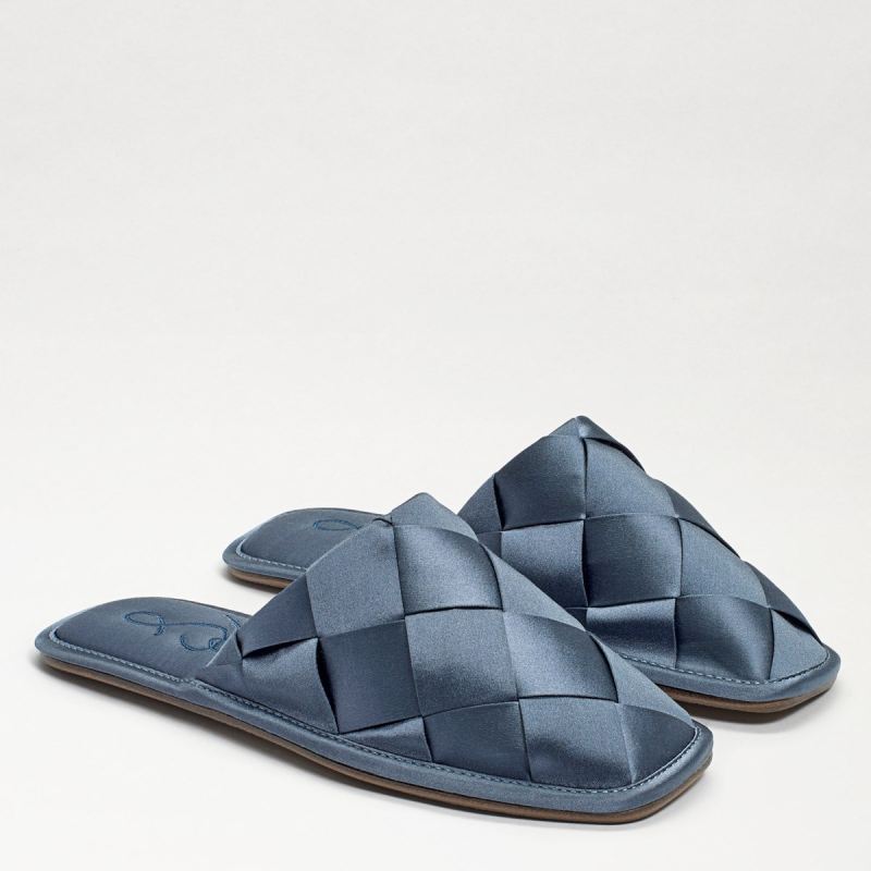 Sam Edelman Rhys Woven Satin Slipper-Blue Shadow - Click Image to Close