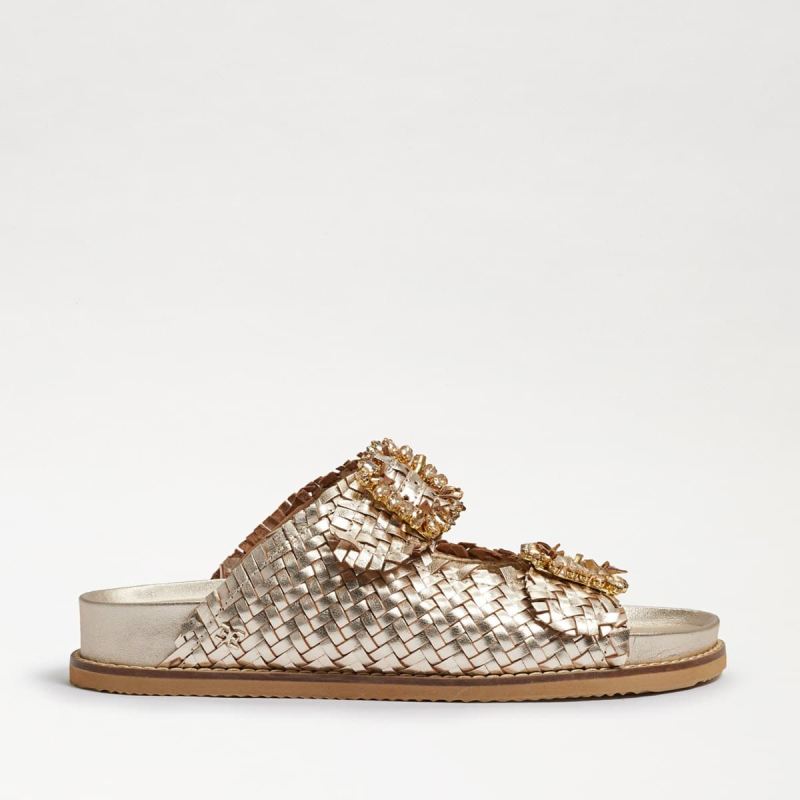 Sam Edelman Oaklyn Embezzled Slide Sandal-Gold Leaf