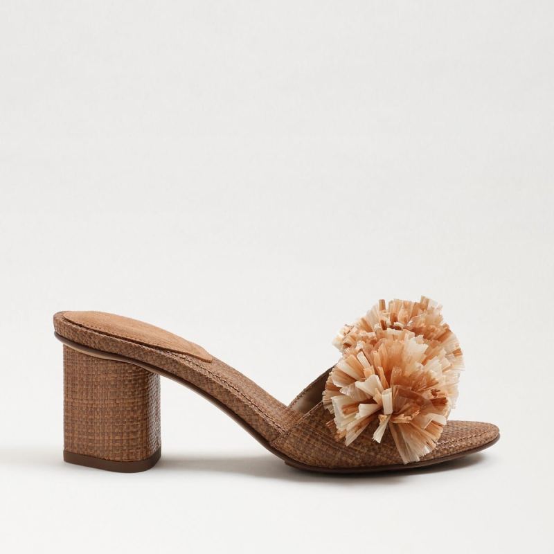 Sam Edelman Olia Block Heel Mule-Lt Cuoio Brown Linen