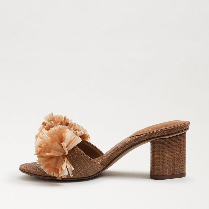 Sam Edelman Olia Block Heel Mule-Lt Cuoio Brown Linen