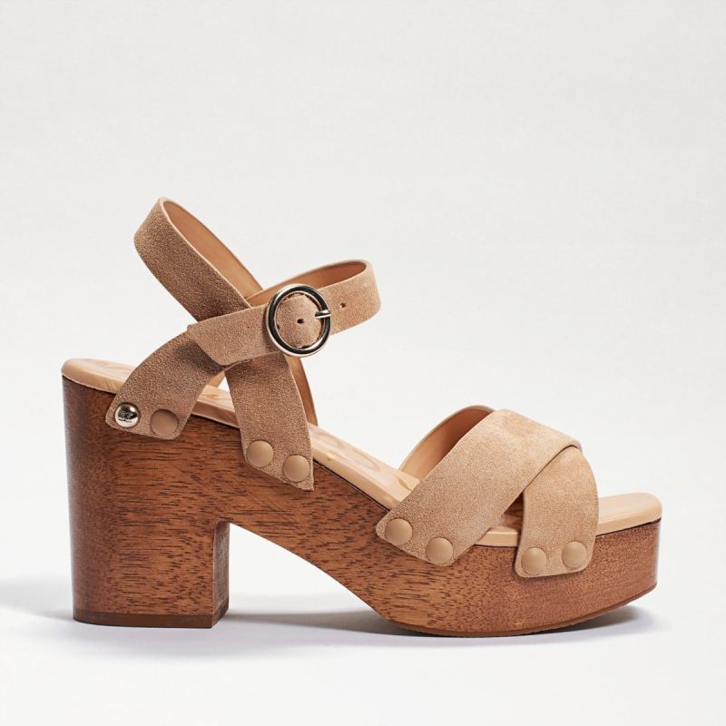 Sam Edelman Josefine Platform Heeled Sandal-Camel Suede