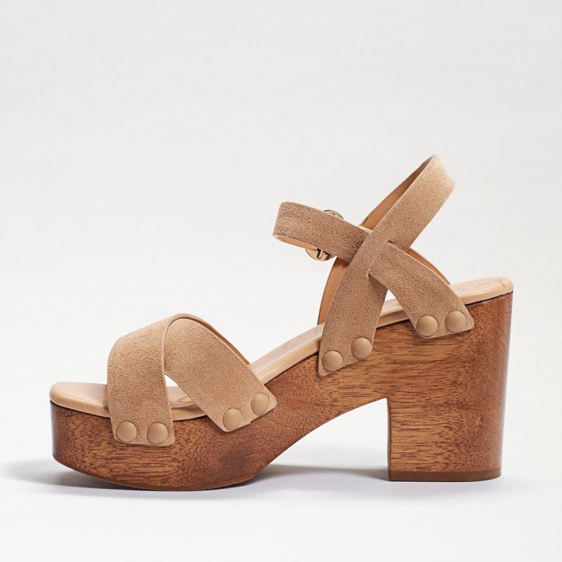 Sam Edelman Josefine Platform Heeled Sandal-Camel Suede