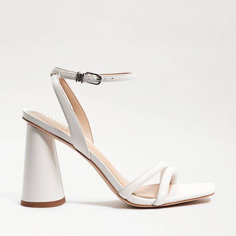 Sam Edelman Kia Block Heel Sandal-Bright White Leather