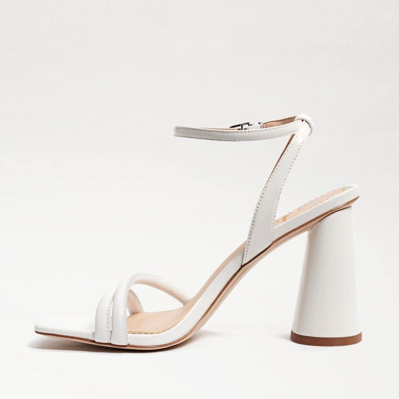 Sam Edelman Kia Block Heel Sandal-Bright White Leather
