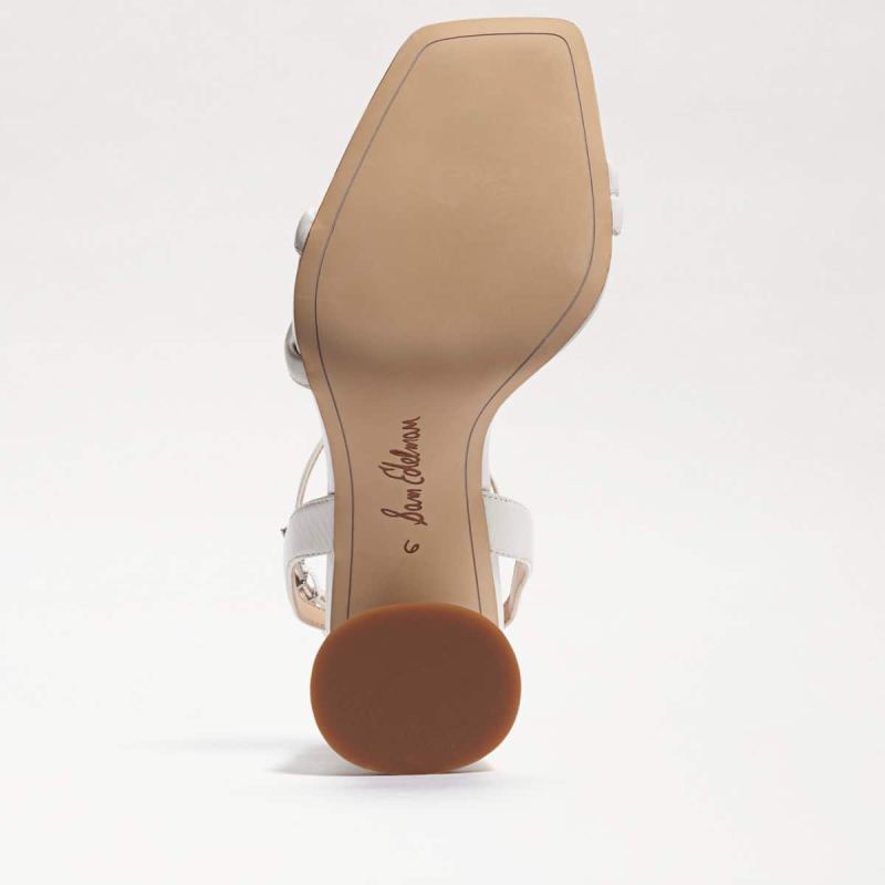 Sam Edelman Kia Block Heel Sandal-Bright White Leather