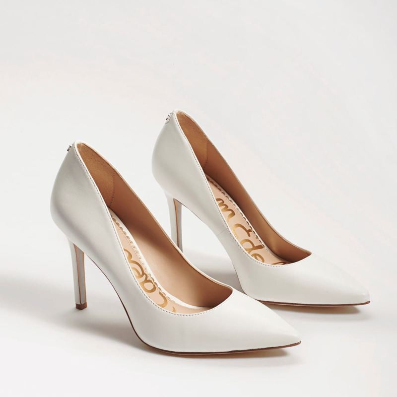Sam Edelman Hazel Pointed Toe Heel-Bright White Leather