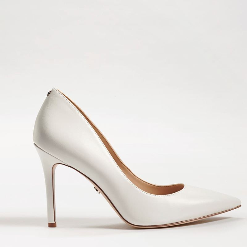 Sam Edelman Hazel Pointed Toe Heel-Bright White Leather