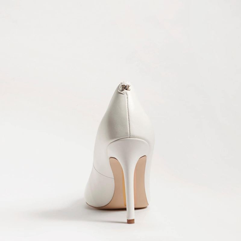 Sam Edelman Hazel Pointed Toe Heel-Bright White Leather