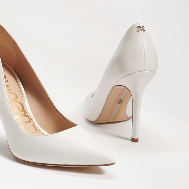 Sam Edelman Hazel Pointed Toe Heel-Bright White Leather