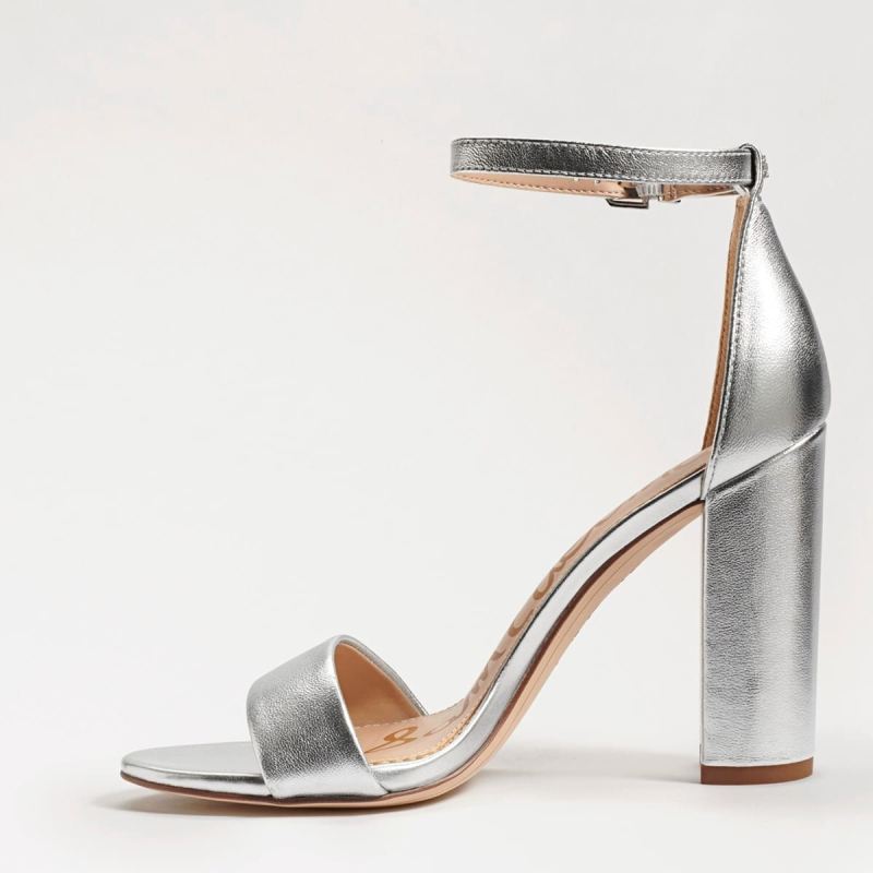 Sam Edelman Yaro Block Heel Sandal-Silver Leather