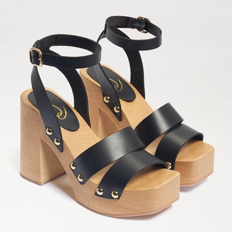 Sam Edelman Angela Platform Heeled Sandal-Black Leather