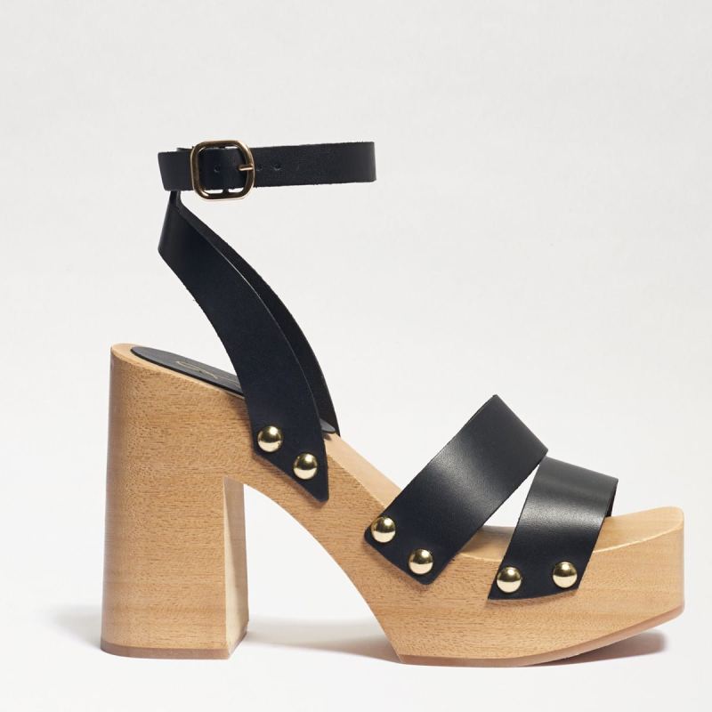 Sam Edelman Angela Platform Heeled Sandal-Black Leather