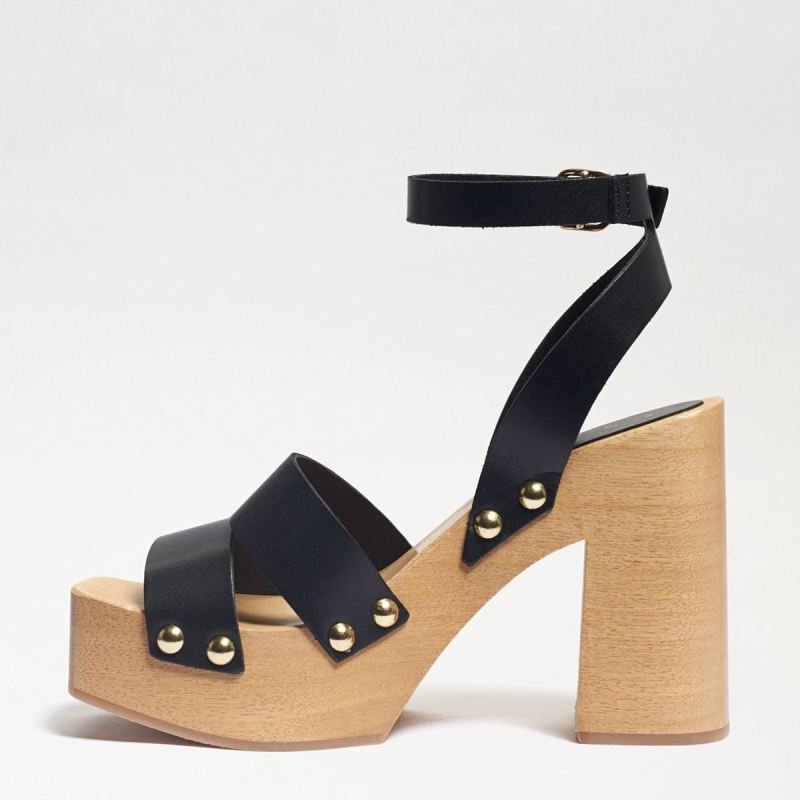 Sam Edelman Angela Platform Heeled Sandal-Black Leather