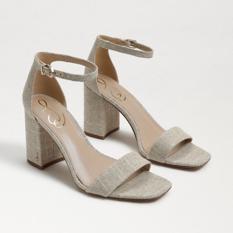 Sam Edelman Daniella Block Heel Sandal-Natural Glitter Linen