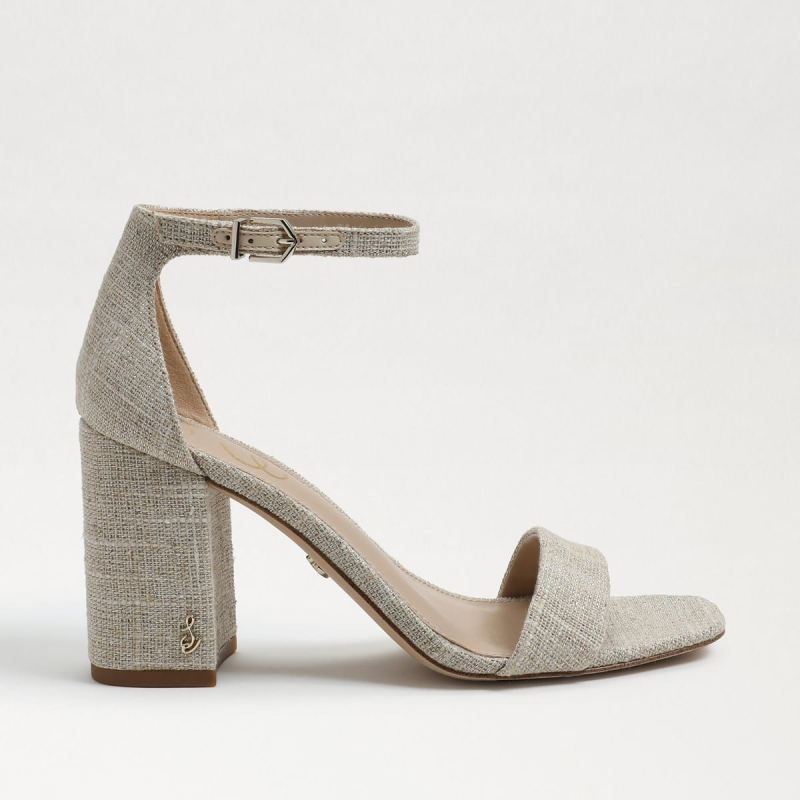 Sam Edelman Daniella Block Heel Sandal-Natural Glitter Linen