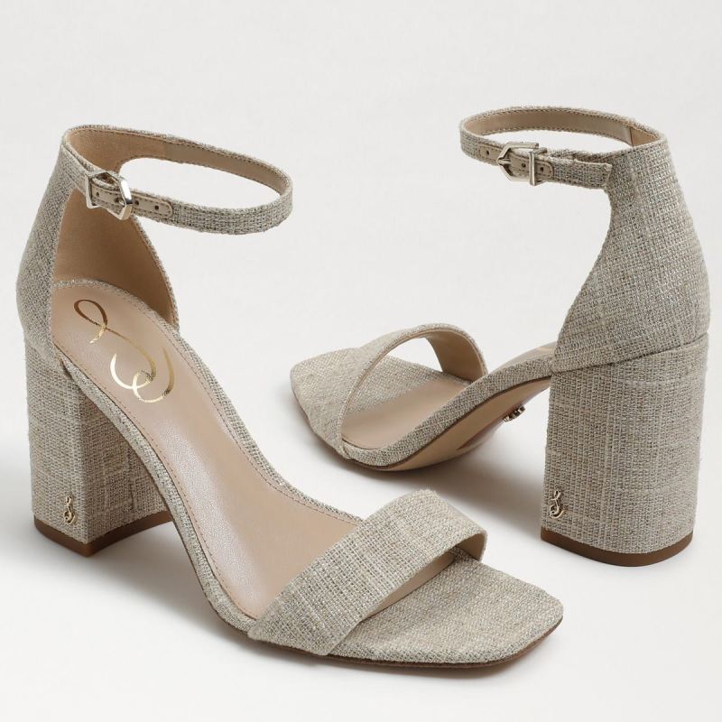 Sam Edelman Daniella Block Heel Sandal-Natural Glitter Linen