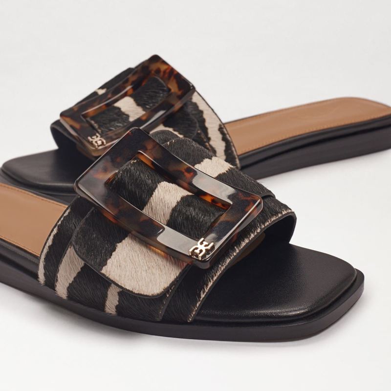 Sam Edelman Inez Slide Sandal-Ivory/Black Zebra Brahma