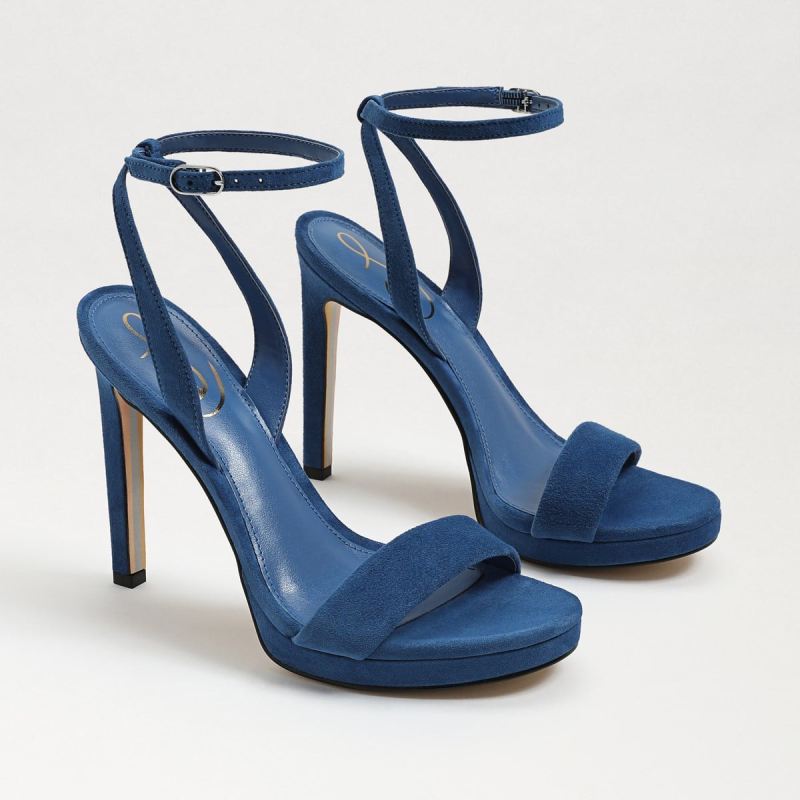 Sam Edelman Jade Ankle Strap Heel-Caspian Blue Suede - Click Image to Close