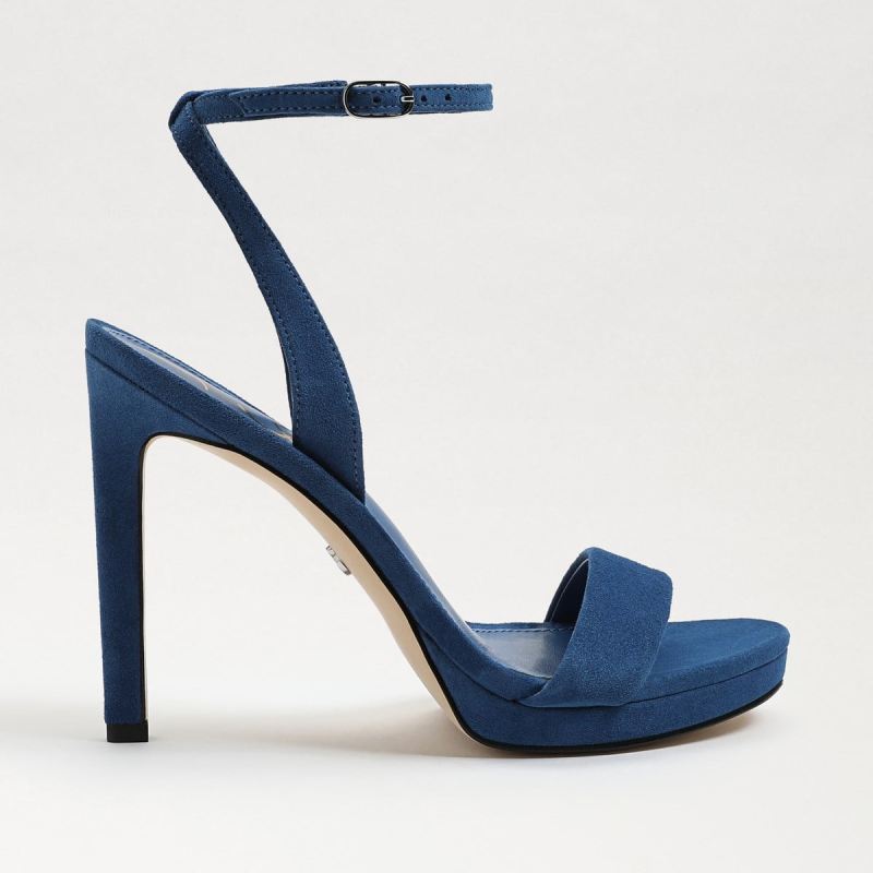 Sam Edelman Jade Ankle Strap Heel-Caspian Blue Suede