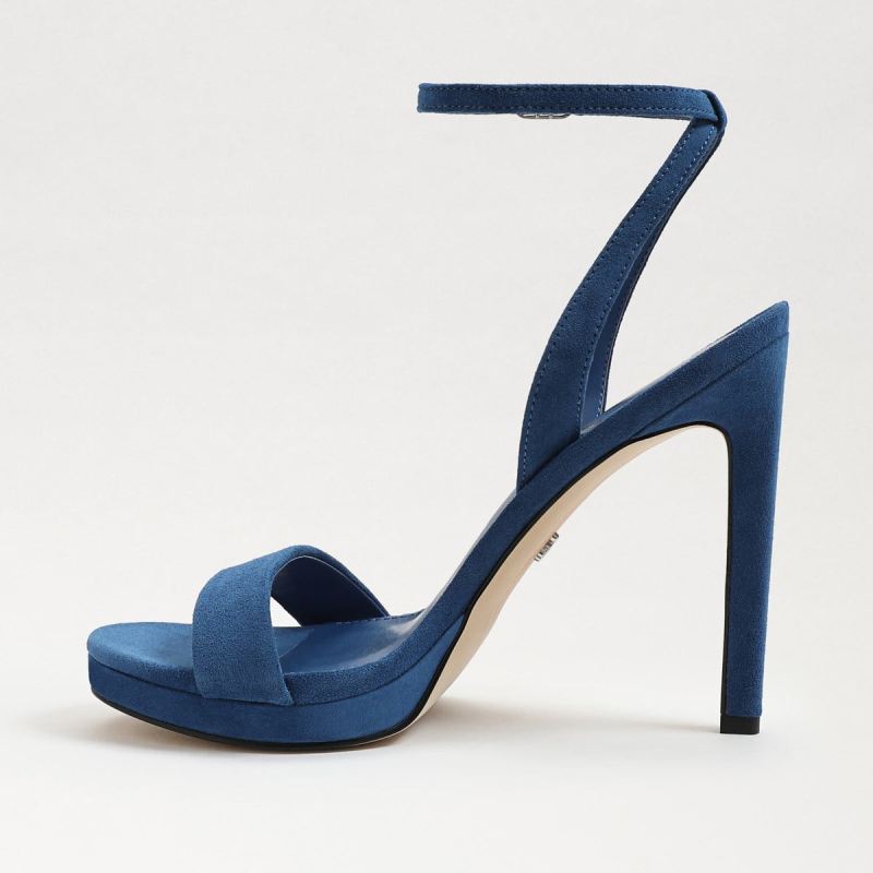 Sam Edelman Jade Ankle Strap Heel-Caspian Blue Suede